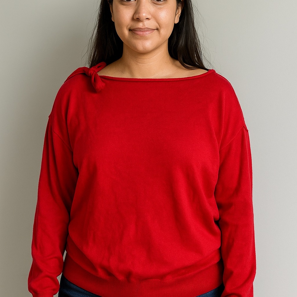 Red Bow Shoulder Top - Picture 2 of 4
